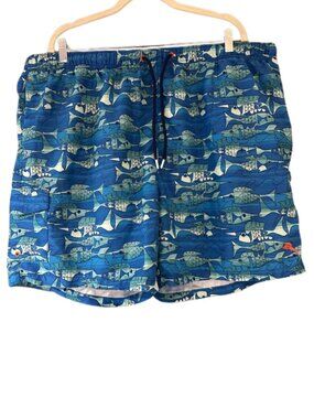 Tommy Bahama Naples Swim Trunks Fish Bay Blue 6” Inseam Mens Lined